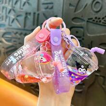 Sanrio 1 bucă breloc pentru sticle de lapte cu desene animate creativ, rafinat și drăguț, care curge lichid, cu pandantiv, accesorii pentru pungi, cadouri mici (personajele din sticlă rămân neschimbate, în timp ce modelele se schimbă aleatoriu)