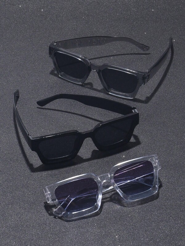 3/5 Stücke Herren Mehrfarbige Kunststoff Quadratische Vollrahmen Tönung Linsen Shades Basics Elegante Basic Lässig Allround Brillen Kombination für Vacay Vibes, Business, Alltag Mode Accessoires Preppy Stil für den Schulanfang