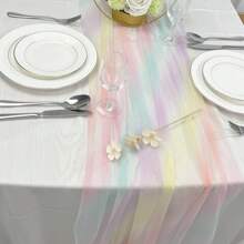 Runner da tavolo in chiffon sfumato, realizzato in stile Balinese stropicciato, trasparente e di stile boho, decorazione per tavola da pranzo per matrimonio, festa o vacanza