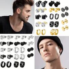 12 Cặp khuyên tai cơ bản bằng thép không gỉ, khuyên tai hình thanh tạ thời trang không gây dị ứng cho nam, khuyên tai Hip-Hop hợp thời trang - Hoa tai - Xem 6