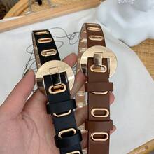 Fashionable Minimalist Leather Belt, No Buckle Needed, Black, Versatile For Jeans, Slim Design - New Style Ladies Fashion Belts - View 3