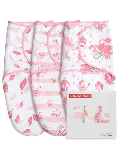 GLLQUEN BABY 3 Packs Organic Baby Swaddle Sleep Sacks For Newborn - Baby Swaddles 0-3 Months, Baby Swaddle Blanket Wrap, Oeko-Tex Certificated