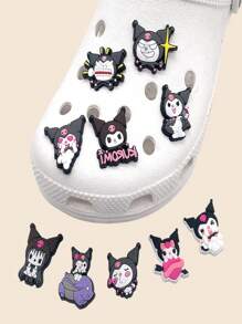 Sanrio 10PCS Sanrio Kuromi Series Kuromi/Elody/Cartoon Hole Shoe Flower Shoe Buckle Decorative Buckle