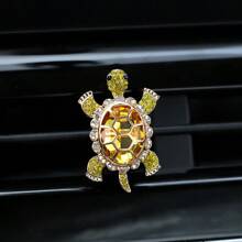 1pc/3pcs Alloy Rhinestone Crystal Gemstone Decor Sea Turtle Car Air Vent Clip Fragrance Holder, Creative Car Interior Fragrance Decor