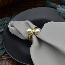 جملة 20 قطعة/12 قطعة/6 قطع/1 قطعة ديكورات أطباق أنيقة، حلقات مناديل اللؤلؤ للزفاف