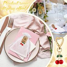 5 套 15 件樱桃钥匙扣散装派对礼品配件红色樱桃钥匙扣礼物带感谢标签欧根纱给客人女士可爱包钱包钱包挂件水果派对礼品用品汽车配件包挂件学校水果哥特 Y2k 万圣节配件教师节圣诞节 - 多色 - 查看 5