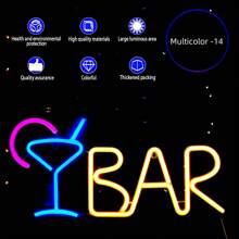 1 pieza Letrero de neón decorativo de pared para bar, luz LED con pilas o alimentación USB con diseño de jarra de cerveza, copa de cóctel, jarra de cerveza, letrero de neón de bar para habitación, dormitorio, decoración de bar