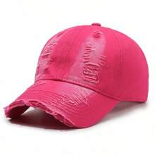 1pc Distressed Casual Denim Baseball Cap, Lightweight Adjustable Trucker Hat, Sun Protection, Woven Craft, Hand Wash/Dry Clean