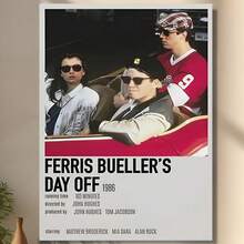 Póster de la película clásica 'Un Día de Furia' de Ferris Bueller enmarcado - Arte de pared de lienzo retro, ideal para la decoración de la sala de estar y el dormitorio, perfecto para la decoración de la habitación en el hogar, la oficina, la sala de estar, la cafetería, el dormitorio, la Navidad, el Día de Acción de Gracias, Año Nuevo, San Valentín, la cocina, la esquina del café, el dormitorio, el baño, el aula, el otoño, la primavera, la decoración interior y exterior - Enmarcado - Ver 1