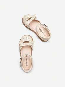 Balabala Girls' Bowknot Cutout Sandals, Sweet & Stylish Summer Shoes - Beige - View 4