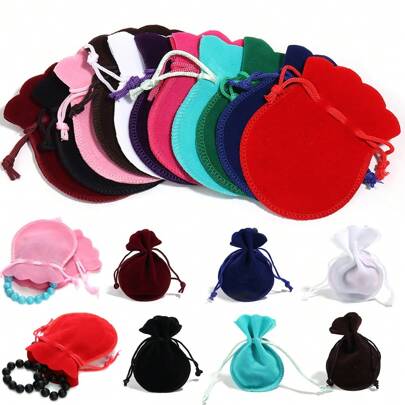 10pcs/Pack Velvet Gourd Shape Jewelry Pouches, Necklace Bracelet Gift Packaging Bags, Wedding Favors Small Cloth Bags/Mini Blessing Bags, Scratch-Resistant Jewelry Protectors