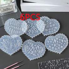 1PC Spring Flower Silicone Nail Mold, Tulip, Orchid And Leaf Pattern, Flower, Star, Mushroom Heart-Shaped Silicone Nail Mold - Suitable For UV Gel Resin Decoration, DIY Salon Quality Nail Products, DIY Nail Decoration Hand Tools, Carving Mold, Gel Printing Template, Nail Carving, 6 Different Styles To Choose From