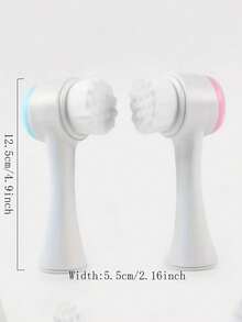 手动双面洁面刷，柔软硅胶洗脸刷，深层清洁，温和去角质，细腻肌肤 - 藍色 - 查看 4