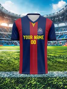 Custom Made Personalized Sports Team Jersey, Men's V-Neck Football Training Shirt With Name, Number, Logo Printed On Front And Back, Comfortable Fit For Daily Casual, Party And Gatherings