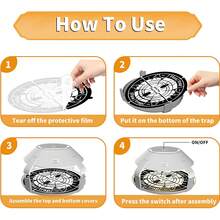 Flea Traps For Inside Your Home With Light, Flea Light Trap For Bug USB Charing Insect Pest Control Traps For Kitchen, Living Room, Balcony And Bedroom - White - View 3