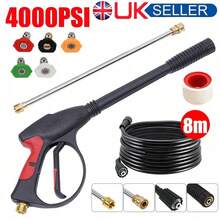 4000PSI High Pressure Washer Spray Gun And Washing Hose Kit For Car Jet Lance UK - Black - View 1