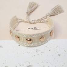 1 Stück handgemachtes Boho Makramee-Armband mit Herz und Quasten, verstellbar, geeignet für Freunde, Familie, Studenten, Feiertagsgeschenke, Party, Reisen, Hochzeitsbekleidung