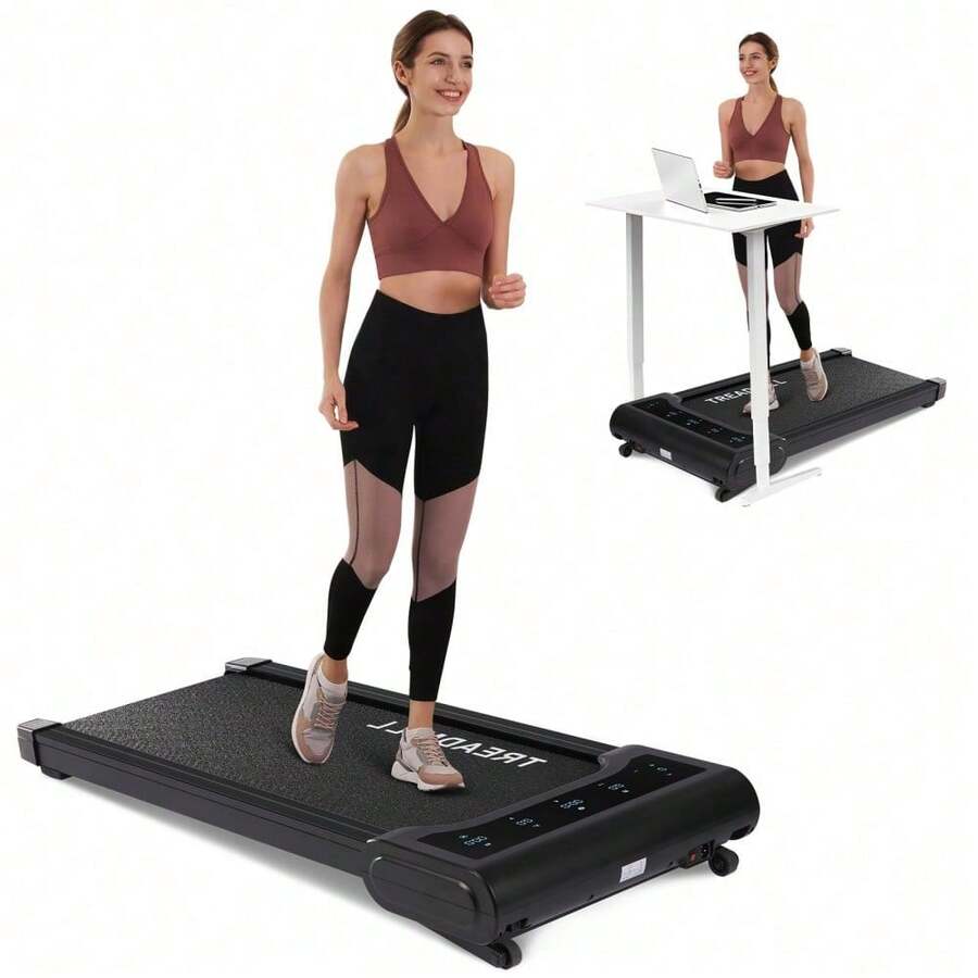 Walking Pad Treadmill With Auto Incline, 2 In 1 Under Desk Treadmill For Walking & Running, Low Noise Treadmill With Remote Control And LED Display, Black - Black - View 1