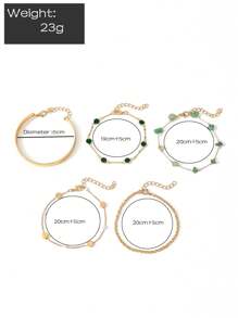 Conjunto de 5 pulseiras de pérolas e pedras artificiais estilo vintage, joias versáteis e modernas com pérolas artificiais (corrente feita à mão e cortada no comprimento desejado)