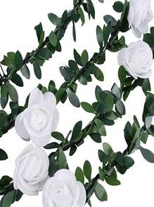 Affascinante ghirlanda luminosa a LED a forma di rosa - funziona a batterie, luci a catena bianco caldo con accenti di foglie verdi per feste di compleanno, matrimoni, decorazioni per la festa della mamma (batterie non incluse), per uso interno, illuminazione romantica | Illuminazione elegante | Luci decorative, luci per decorazione (Rosa bianco, 3m/20 LED)