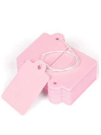 100 Pcs Price Tags Pink String Attached White Marking Tags Gift Tags With String Paper Price Labels Blank Labeling Tags Writable Display Tags For Pricing Gift Jewelry Clothing, 1.38 X 0.87 Inch,School Supplies,Back To School