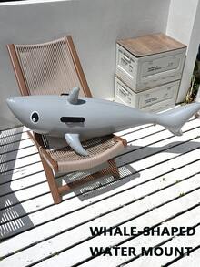 1pc Inflatable Shark Shaped Water Floating Row, Summer Swimming Pool & Beach Party Floater, Perfect Summer Gift - Grey - View 1