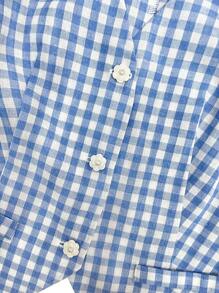 Blazer corto, senza maniche, in poliestere-cotone, con motivo a quadri, ideale per uso casual e vacanze, per donna