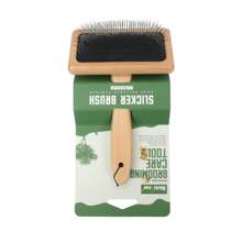 1pc Wooden Pet Grooming Brush, Dual Use For Dogs & Cats, Long Hair Detangling Massage Brush, Anti-Static, Fur Removal, Pet Grooming Tool