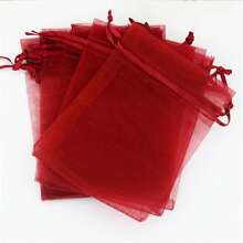 50/100pcs Wine Red Gift Packaging Bags, Dark Red Organza Candy Bags, Multicolor Mixed Wedding Candy Bags, Wedding Necessities Gift Bags, Tableware, Outdoor Storage Bags, Wedding Candy Packaging Bags, Multiple Sizes, Various Festival Party Packaging Supplies, Holiday Home Goods, Holiday Wedding Party Gift Packaging Supplies, Festival Activities And Party Supplies