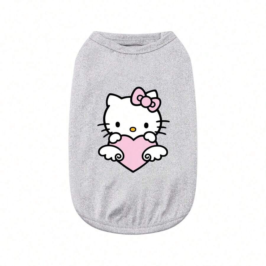 Sanrio 1pc Pet Vest Spring/Summer New Item, Cat Print, Dog Cat Clothes,  Pet Clothing - Grey - View 1