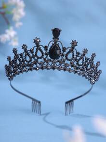 1件优雅女士银色水晶皇冠发箍，公主风皇冠带梳子，适合新娘、婚礼、舞会、生日派对等场合 - 彩色 - 查看 15
