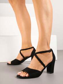 Vices High Heel Sandals With Decorative Straps - Black - View 2