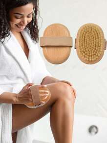 1 pièce Brosse de massage corporel exfoliante en bois, brosse de bain à poils naturels, douce, brosse pour le corps SPA pour femmes et hommes, soins de la peau, utilisation mouillée et sèche, décoration de salle de bain à la maison