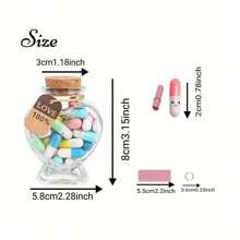 55Pcs Capsule Pills Love Message Note In A Glass Bottle,Cute Love Pills Smiling Face Love Friendship Letter With Wishing Bottle,Valentine's Day Love Capsule Letters Romantic Paper Love Message For Boyfriend Girlfriend Anniversary Birthday Mother's Day Gift