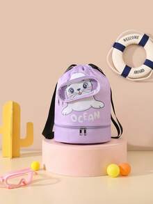 1个带干湿分离的游泳包，大容量健身洗漱包，沙滩潜水淋浴包，漂浮收纳袋，儿童背包 - 彩色 - 查看 12