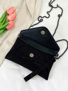 New Small Envelope Bag, Fashionable Women Handbag With Minimalist Solid Color Design - Black - View 8