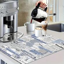 1pc Coffee Machine And Kitchenware Drying Mat - Diatomite Printed Drainage Mat, New Absorbent Kitchen Counter Drying Pad, Kitchenware Drying Pad - Dish Drying Mat, Soft Diatomite Non-Slip Quick Dry Mat, Applicable For Kitchen Counter, Suitable For Coffee Makers And Espresso Machines