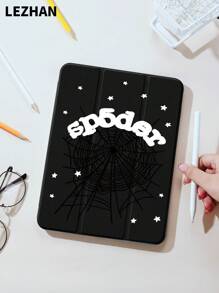 1pc Black Spider Web Pattern Flat Protective Case, Compatible With IPad 10.2", IPad Pro 11" 2021/2020/10th Gen, IPad Mini 4/5/6, Galaxy Tab A8 10.5" 2022, Matepad 10.4"/Tab, With Pencil Slot, Anti-Drop, Tablet Stand Cover