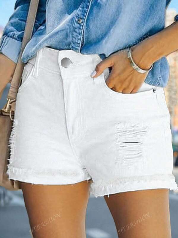 Versleten denim shorts voor dames: een perfecte mix van sexy en chic