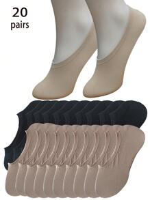 8/15/20/30 Pares de calcetines invisibles de tobillo de unicolor para hombre, transpirables, de secado rápido, anti-olor, suaves, con tela que absorbe la humedad, apropiados para hombres, mujeres, parejas, uso diario, deportes, exterior, primavera, verano, otoño