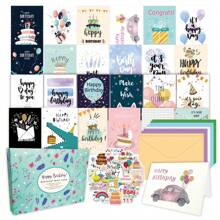87pcs/Set, Ins Style Origami Greeting Cards 50pcs, Creative Stickers 27pcs + Envelopes 10pcs, Birthday Card Set Kid DIY Craft Supplies, Birthday Party Decor, Kindergarten Handmade Gifts, Scrapbooking & Journaling Cards School Supplies, Back To School