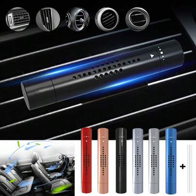 Car Air Vent Freshener Blue Clip Perfume Diffuser & 3 Aroma Fragrance Sticks