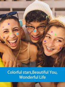 480 ملصق وجه بألوان الوردي والأسود والأبيض والأزرق والبنفسجي والأخضر على شكل نجوم، ضروري للتصوير والرسم على الوجه، مناسب لمختلف الحفلات والتجمعات والأنشطة الممتعة. 240/40 قطعة، مكياج، رخيص، ديكور الغرفة، مكياج، سفر، غرفة النوم، اكسسوارات المكياج