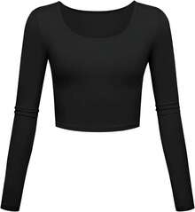 Long Sleeve Crop Tops For Women Workout Basic Clothes For Teen Ladies Fitted Slim Scoop Neck Cute Yoga Shirts  Base Top