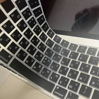 SDYIGOE Russian Layout Silicone Keyboard Cover For Pro 14"/16" & Air 13.6"/15.6" (2023-2025) - Soft Black Protective Film | US/EU Version M4 M3 M2 Compatible Wit Language