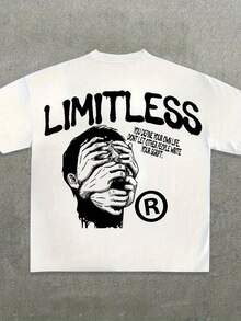 LIMITLESS Men'S White Cotton T-Shirt - Unique Y2K Streetwear With Empowering Self-Definition Statement, Bold Graphic Design & Inspirational Quote - Perfect For Individual Expression And Pursuing Personal Value - trắng - Xem 2