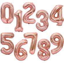 Globo Metálico de Número Grande 32 pulgadas 82 cm navidad Christmas globos decoración hogar navideño números grandes fiestas navideñas ideas cumpleaños Navidad ambientación para Christmas celebración evento decorativo globo fiesta navideña grandes números - Oro rosa - Ver 1