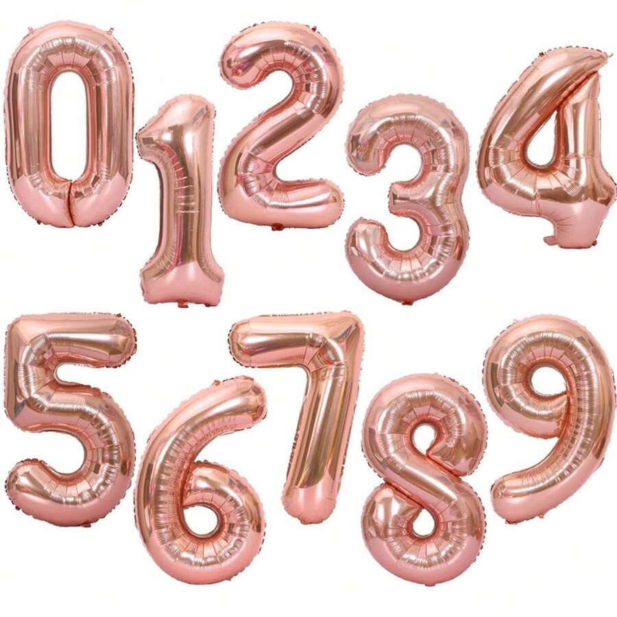 Globo Metálico de Número Grande 32 pulgadas 82 cm navidad Christmas globos decoración hogar navideño números grandes fiestas navideñas ideas cumpleaños Navidad ambientación para Christmas celebración evento decorativo globo fiesta navideña grandes números - Oro rosa - Ver 1