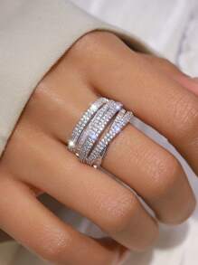 1 PC Luxury Cubic Zirconia Rings For Women For Valentine's Day Gift Wedding Anniversary Party Jewelry