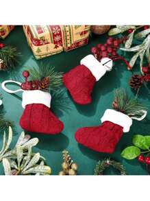 Decoraciones navideñas - Juego de cubiertos en forma de calcetín navideño miniatura, 12 piezas, calcetines navideños clásicos pequeños para decorar la chimenea, decoraciones colgantes para fiestas navideñas